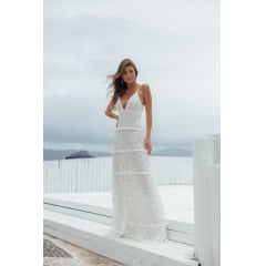 Vestido de Festa Longo Branco Off Renda Vestido de Festa Longo Branco Off Renda