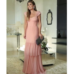 Vestido de Festa Longo Rosé em Tule Vestido de Festa Longo Rosé em Tule