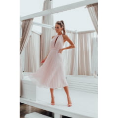 Vestido Midi Rosé Plissado Vestido Midi Rosé Plissado
