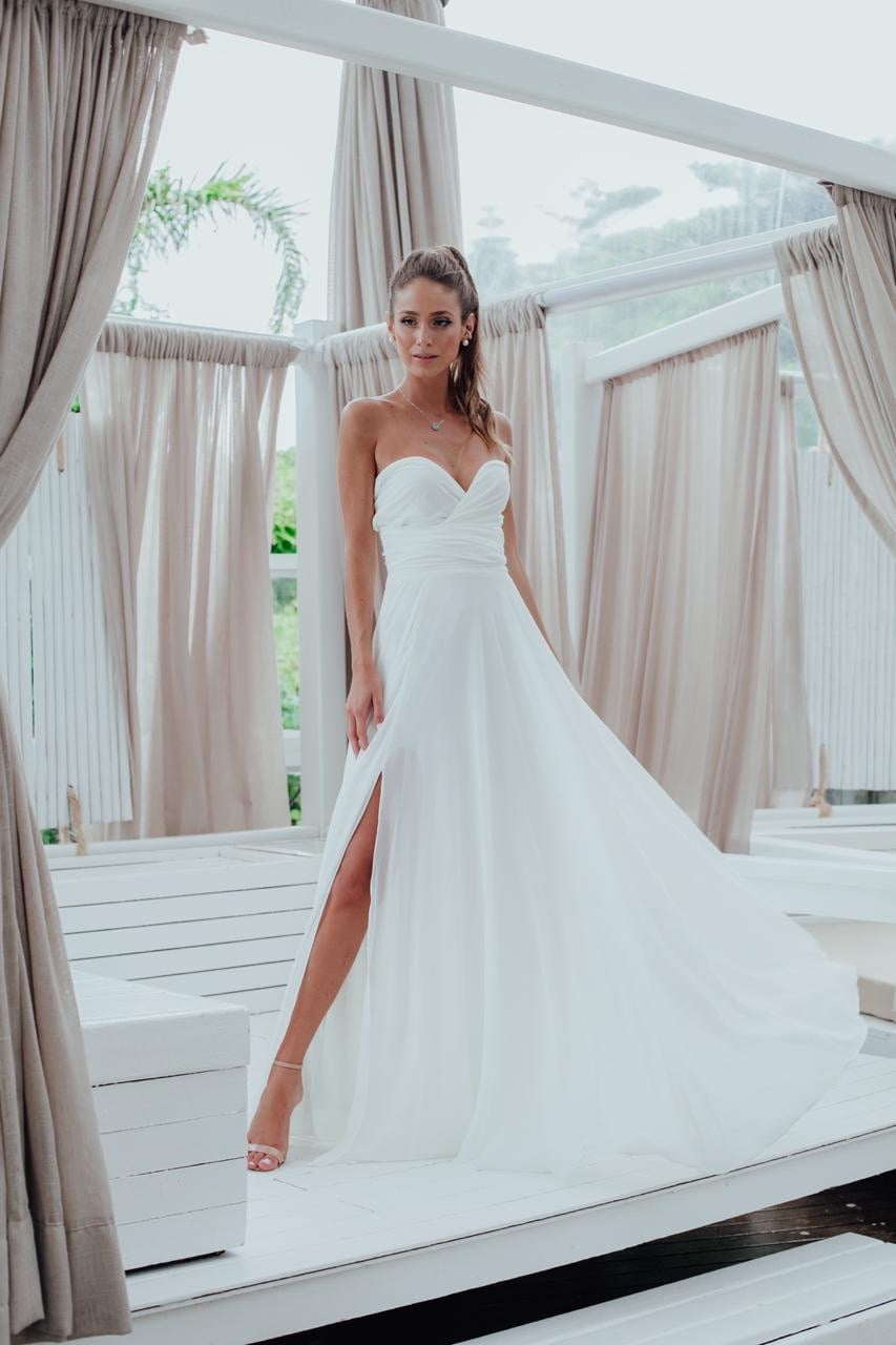 vestido longo branco para casamento civil